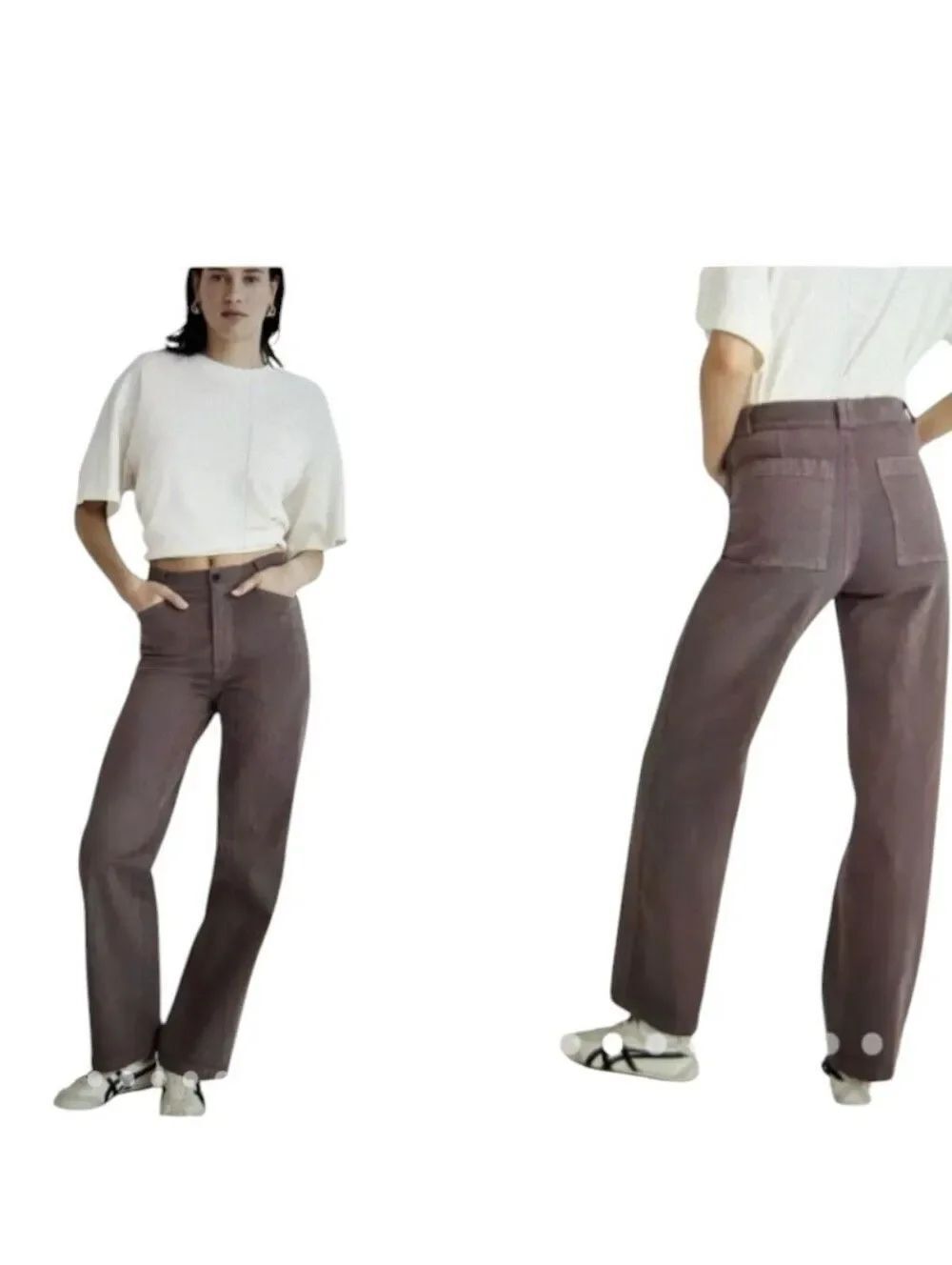 Madewell Emmett Wide-Leg Garmet Dyed Jeans Fig Brown Size 25